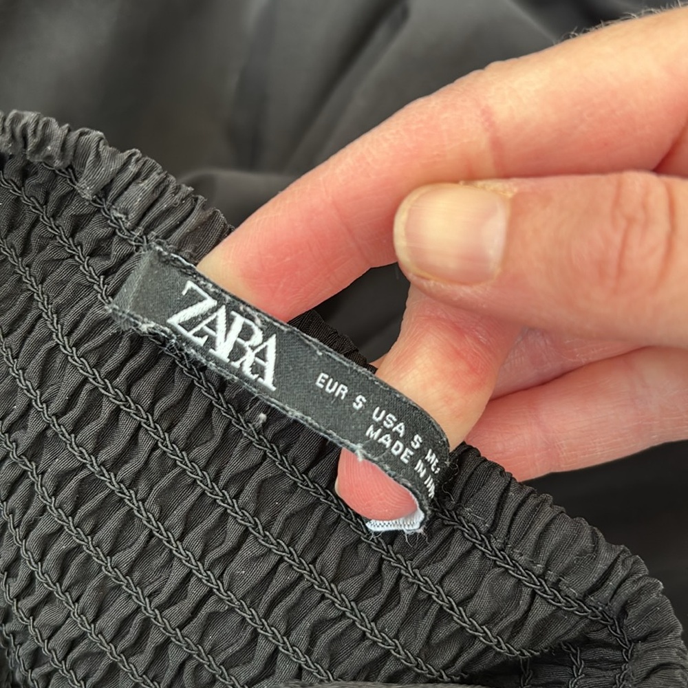 Zara Black Poplin Midi Dress S - Picture 5 of 7